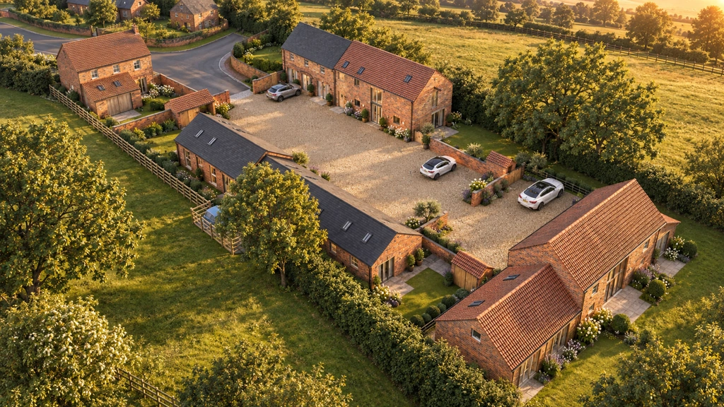 Aerial view of the courtyard